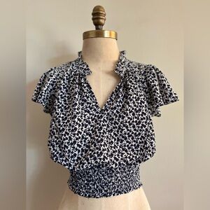 Monteau Navy & White Floral Blouse